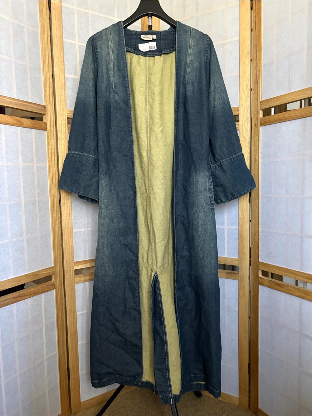 The Odells Denim Duster Maxi Jacket Kimono Indigo Blue Size Medium